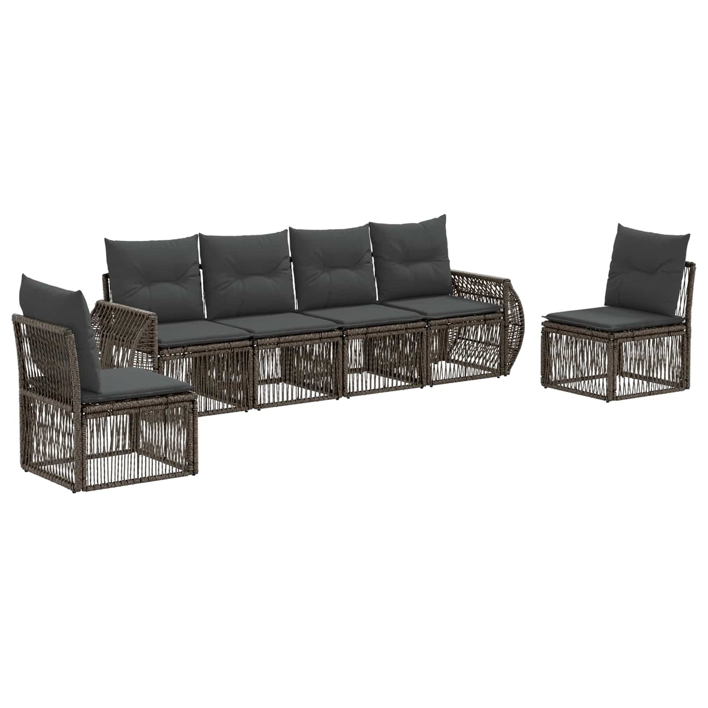 Gartensofa-set 6 pcs Grau und Dunkelgrau Poly-Rattan