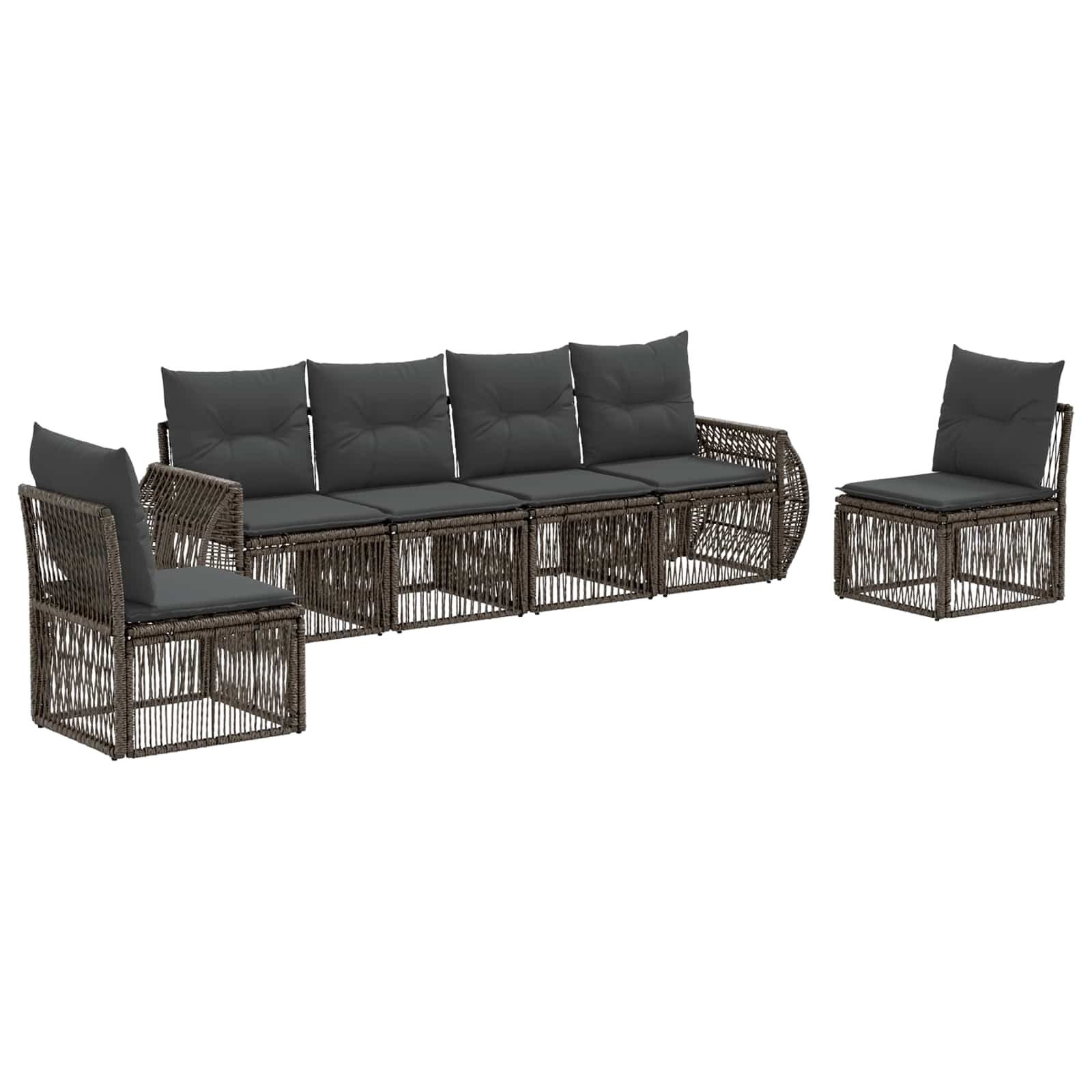Gartensofa-set 6 pcs Grau und Dunkelgrau Poly-Rattan