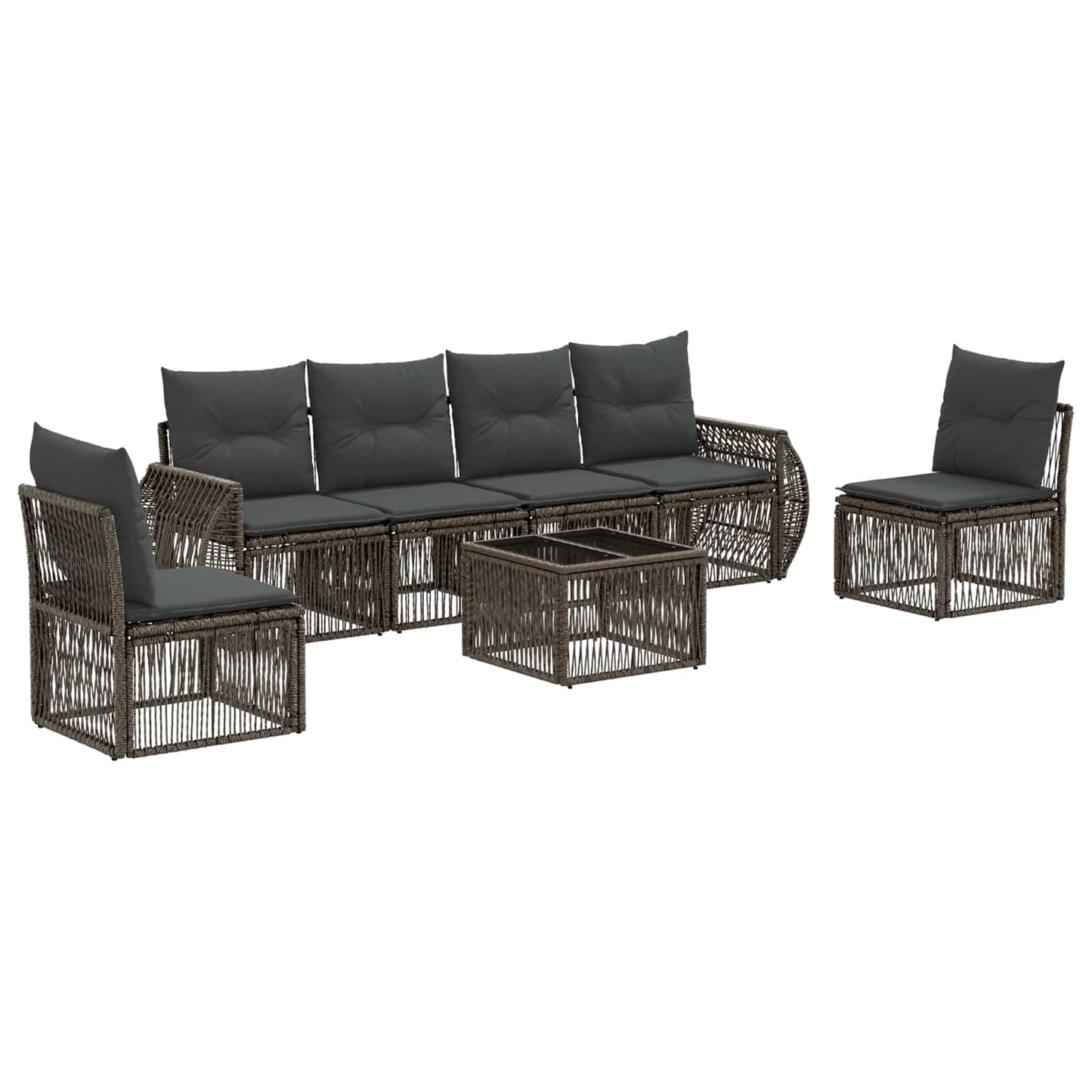 Gartensofa-set 7 stk. Grau und Dunkelgrau Poly-Rattan