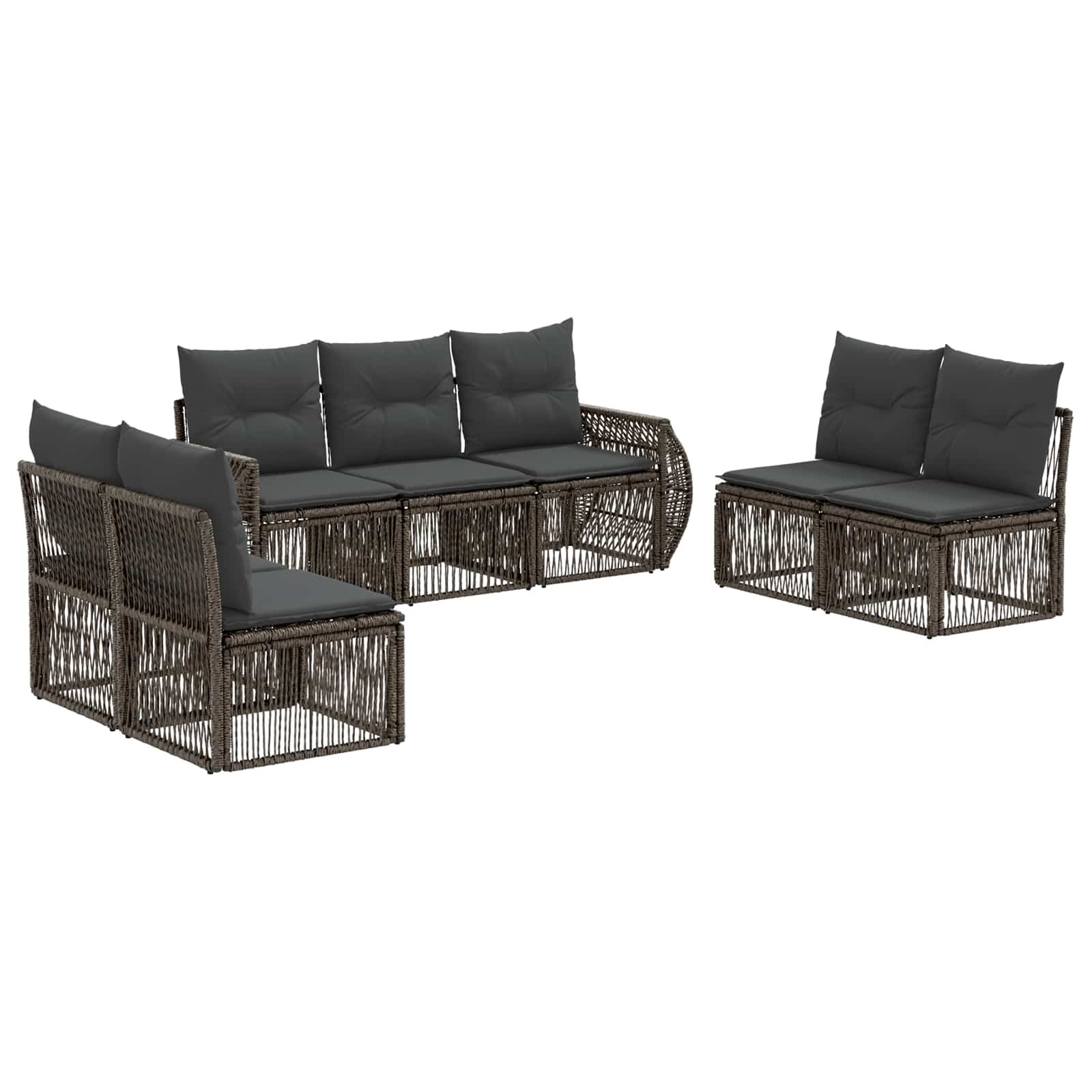Gartensofa-set 7 pcs Grau und Dunkelgrau Poly-Rattan