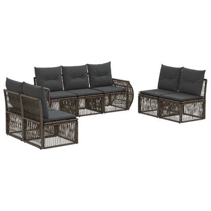 Gartensofa-set 7 stk. Grau und Dunkelgrau Poly-Rattan