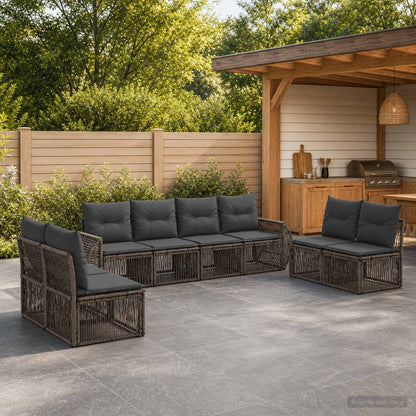 Gartensofa-set 8 stk. Grau und Dunkelgrau Poly-Rattan