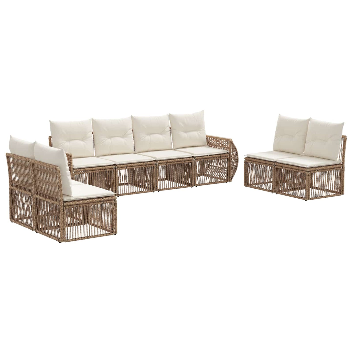 Gartensofa-set 8 pcs Beige und Cremeweiß Poly-Rattan