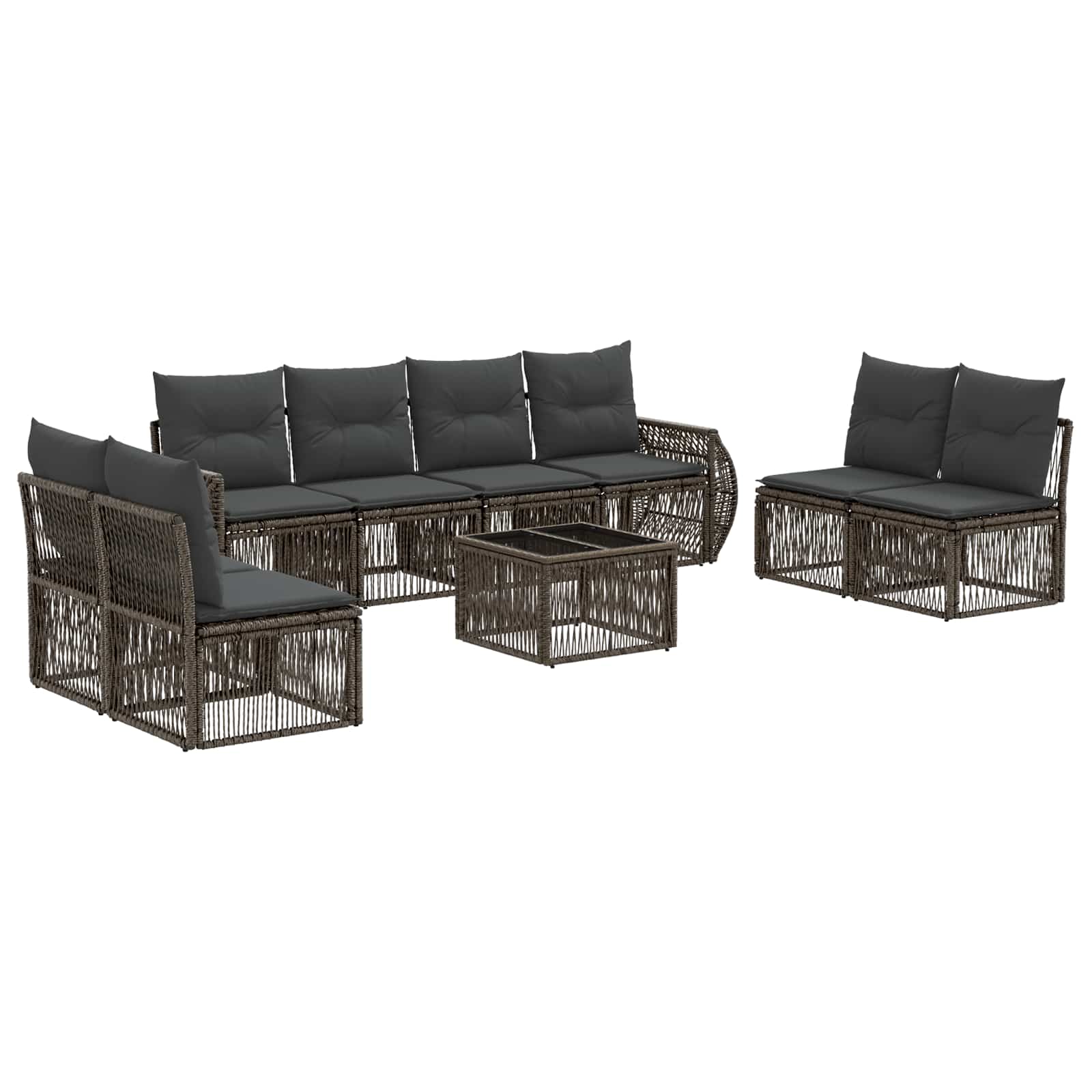 Gartensofa-set 9 stk. Grau und Dunkelgrau Poly-Rattan