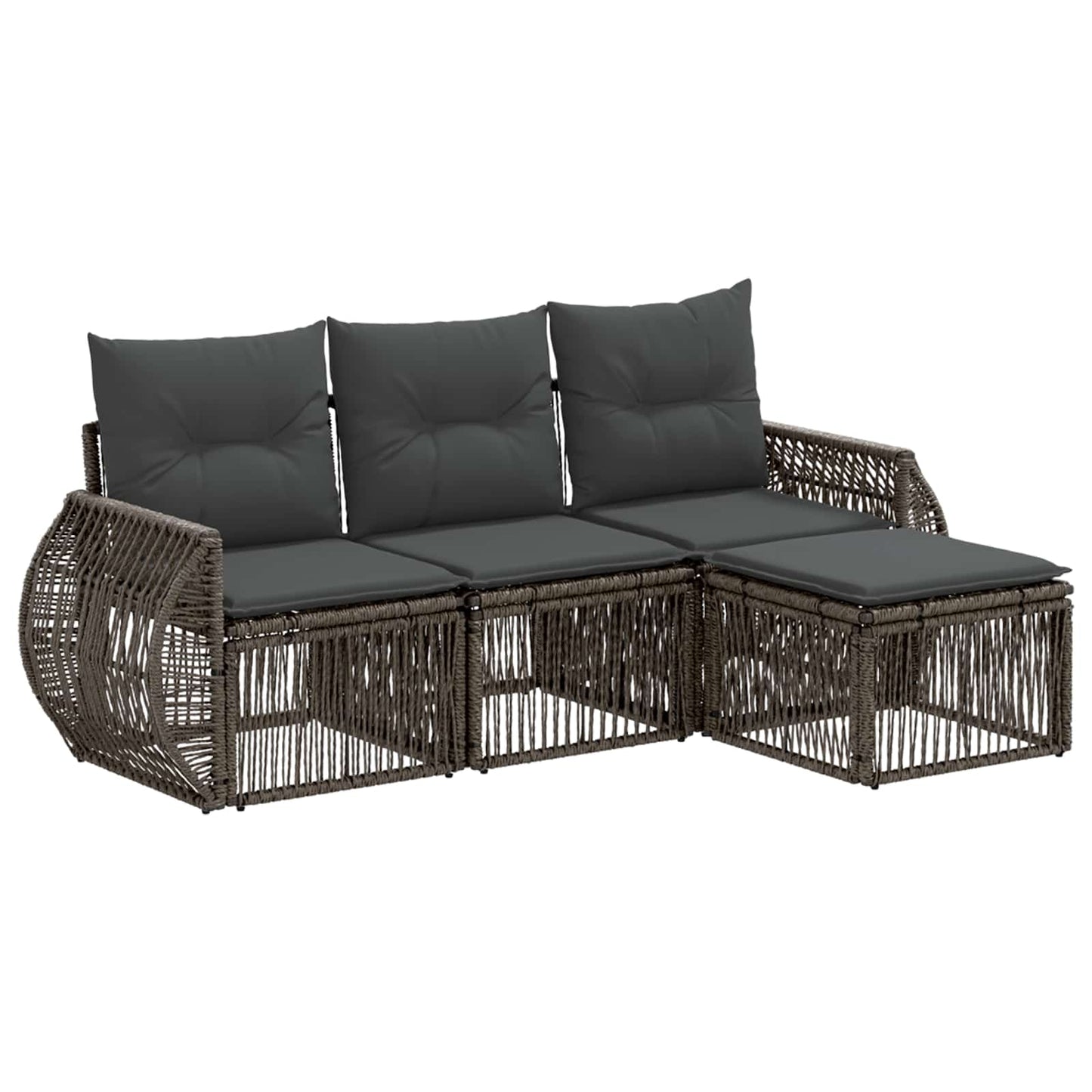 Gartensofa-set 4 stk. Grau und Dunkelgrau Poly-Rattan