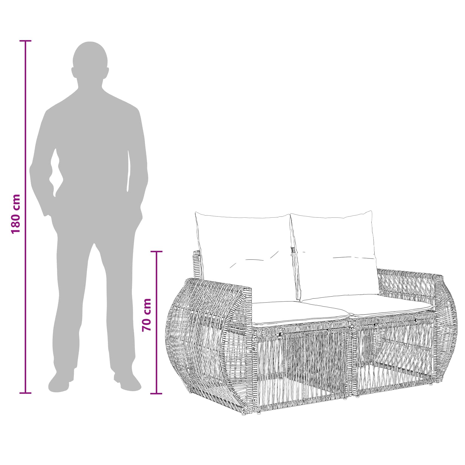 Gartensofa-set 5 stk. Grau und Dunkelgrau Poly-Rattan