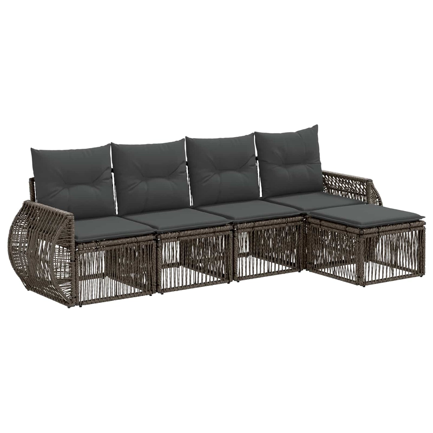 Gartensofa-set 5 stk. Grau und Dunkelgrau Poly-Rattan