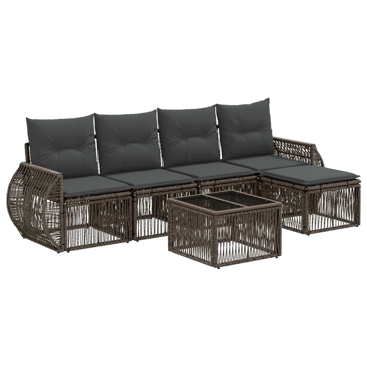 Gartensofa-set 6 stk. Grau und Dunkelgrau Poly-Rattan