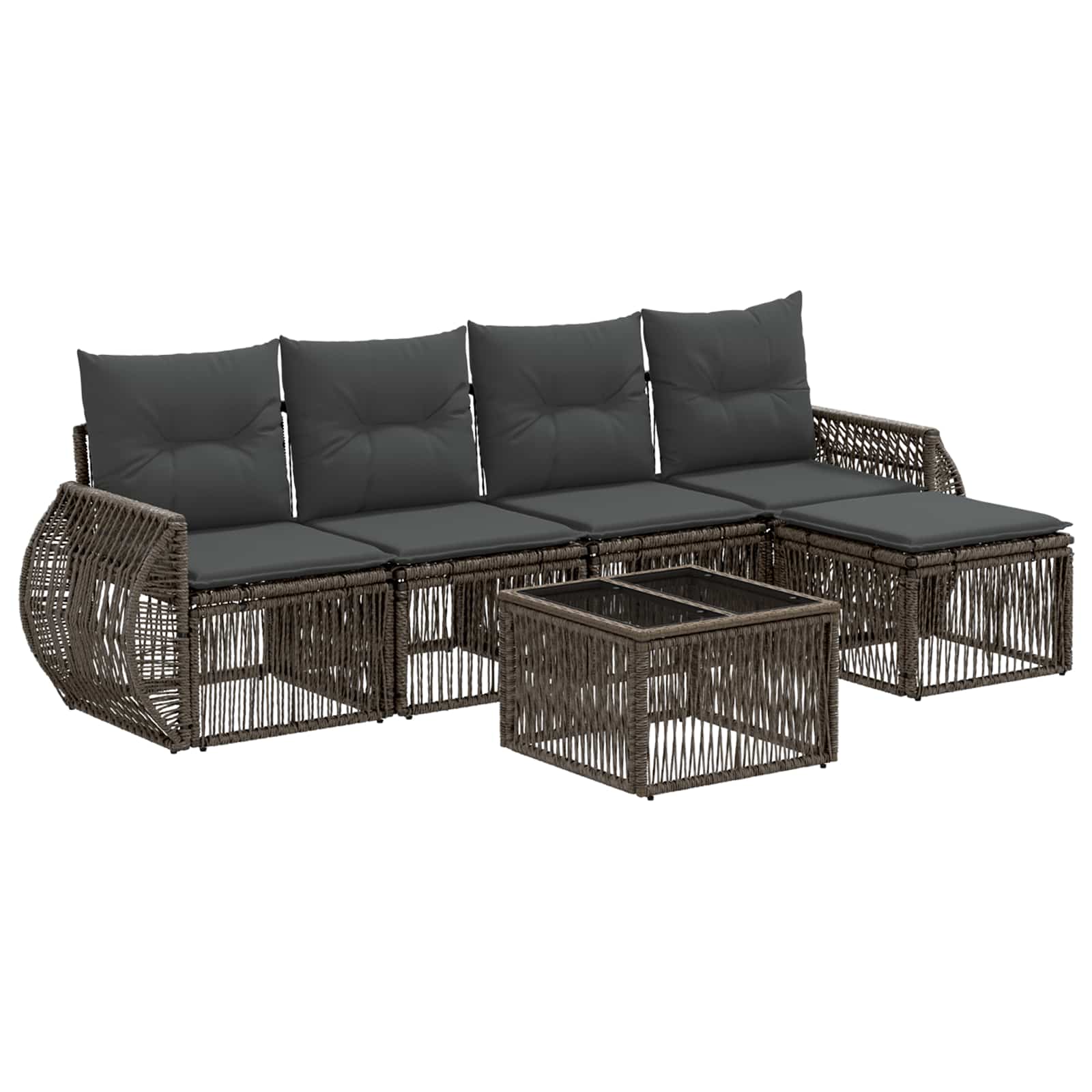 Gartensofa-set 6 stk. Grau und Dunkelgrau Poly-Rattan