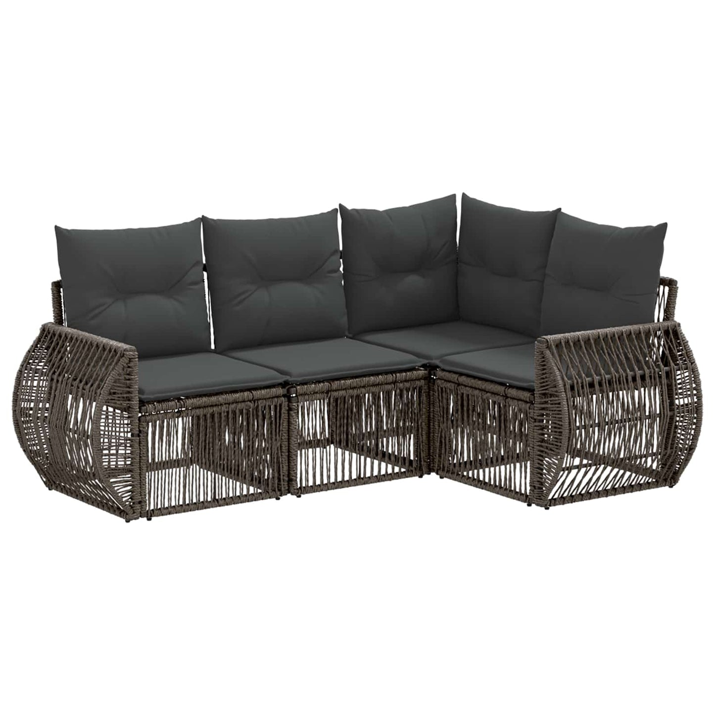 Gartensofa-set 4 pcs Grau und Dunkelgrau Poly-Rattan