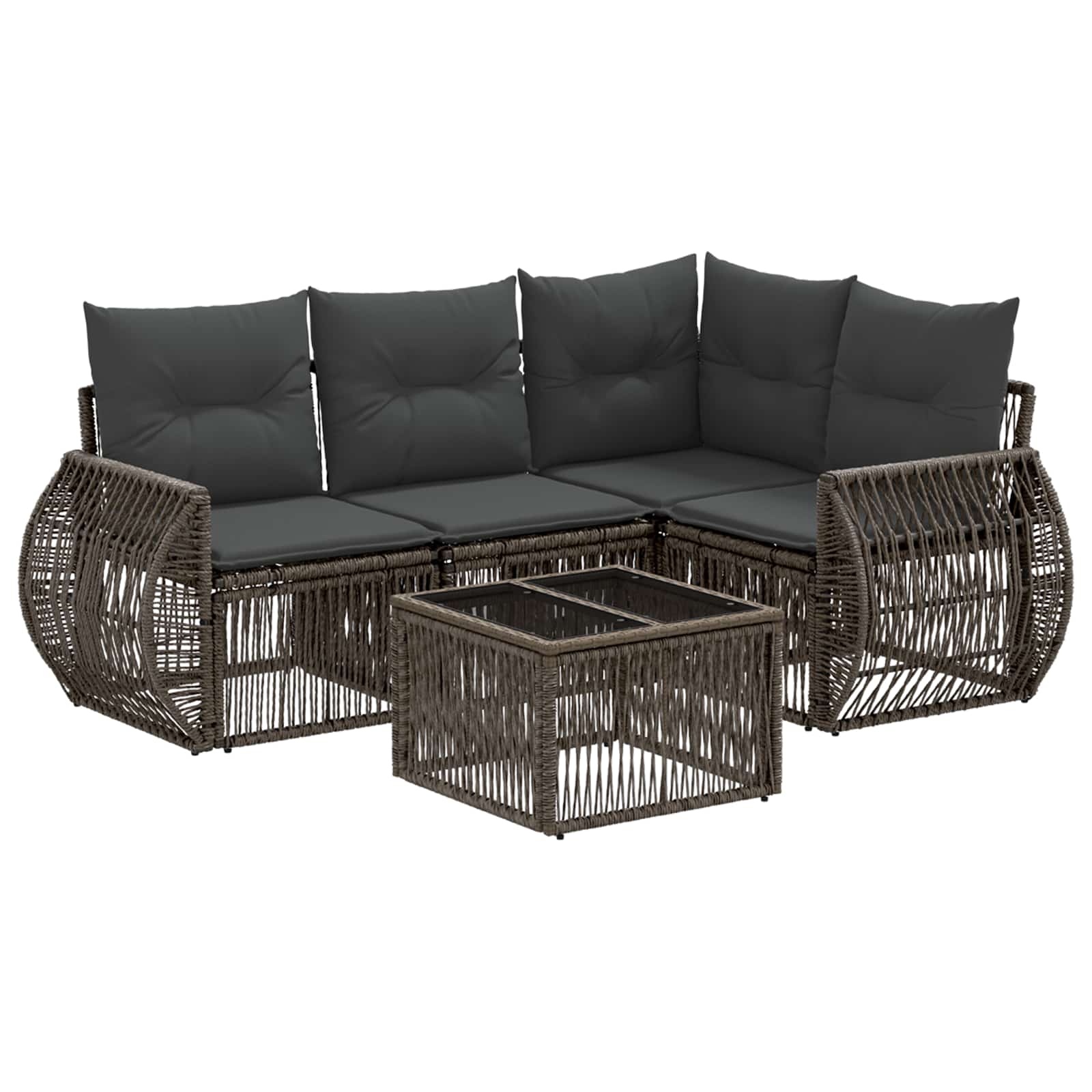 Gartensofa-set 5 stk. Grau und Dunkelgrau Poly-Rattan