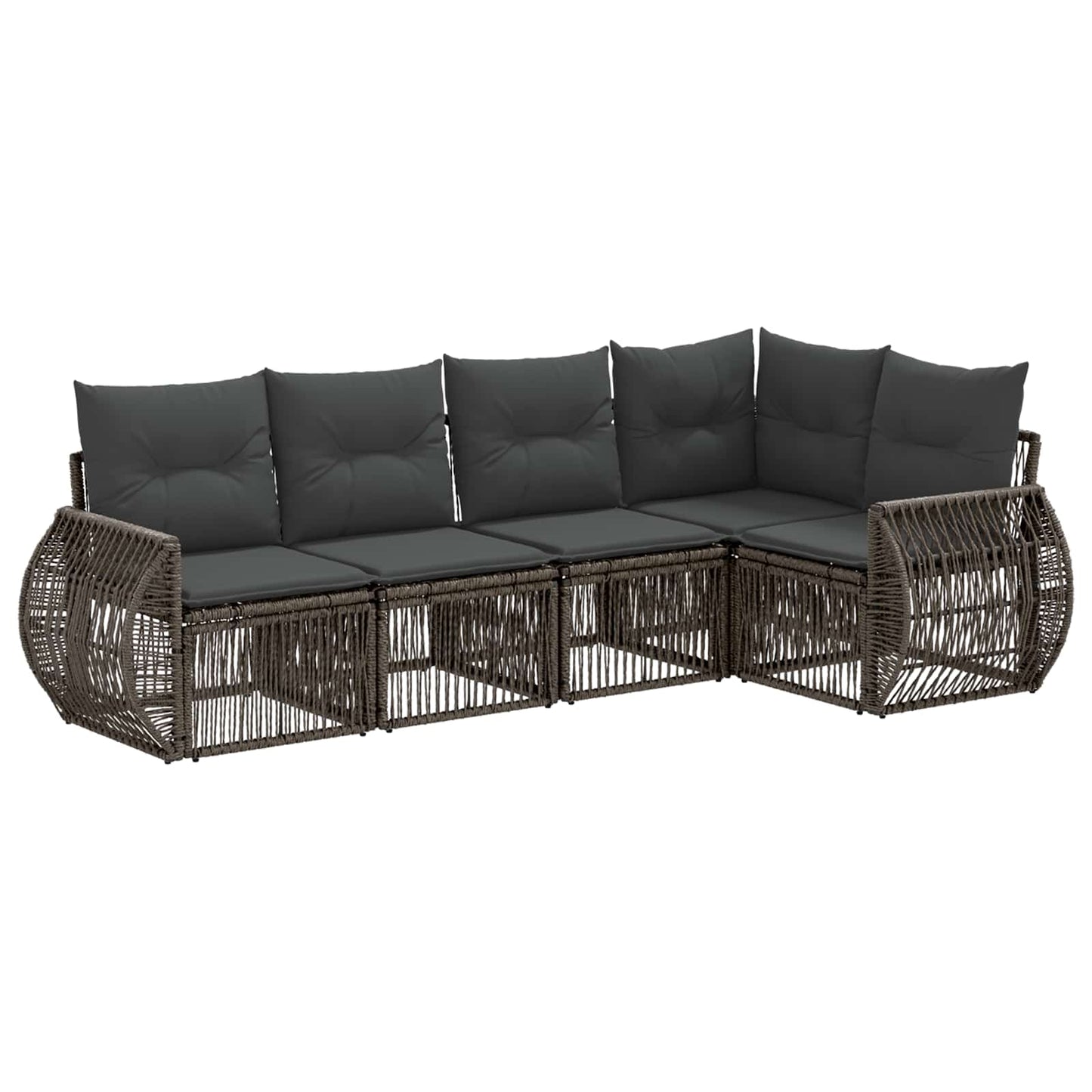 Gartensofa-set 5 pcs Grau und Dunkelgrau Poly-Rattan