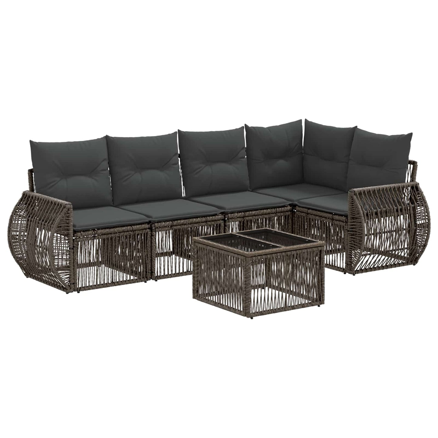 Gartensofa-set 6 stk. Grau und Dunkelgrau Poly-Rattan