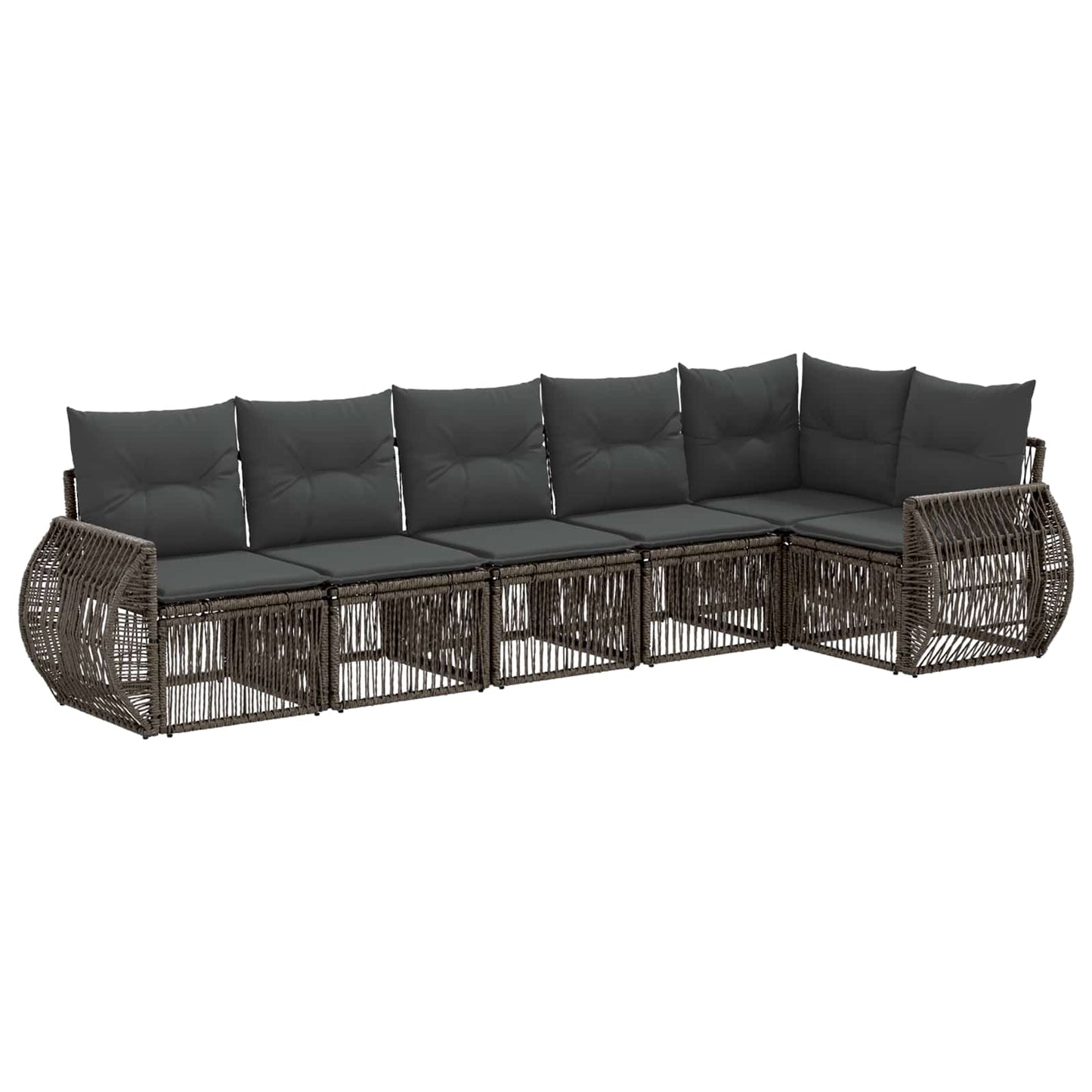 Gartensofa-set 6 pcs Grau und Dunkelgrau Poly-Rattan