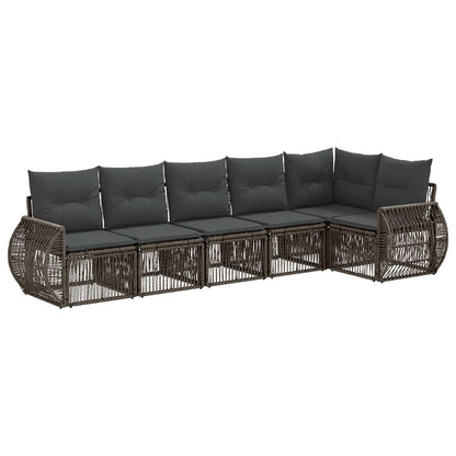 Gartensofa-set 6 stk. Grau und Dunkelgrau Poly-Rattan