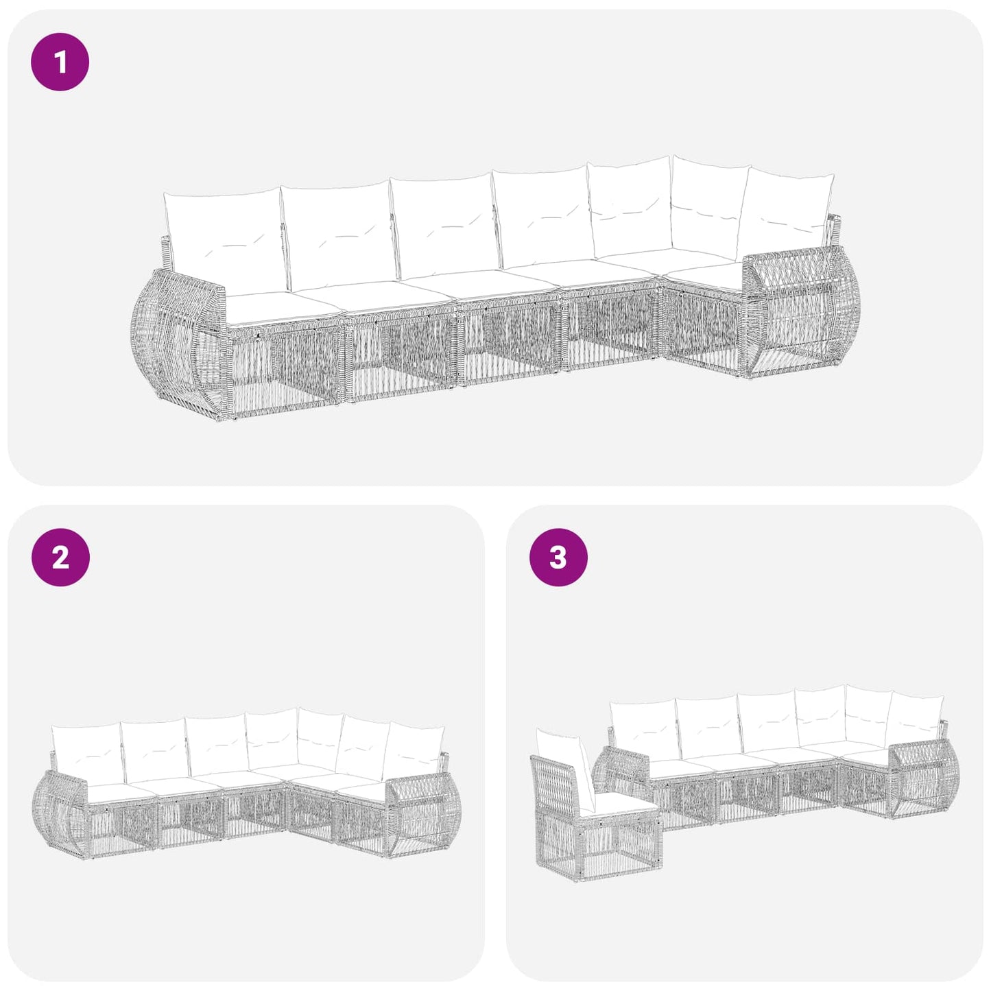 Gartensofa-set 6 pcs Grau und Dunkelgrau Poly-Rattan