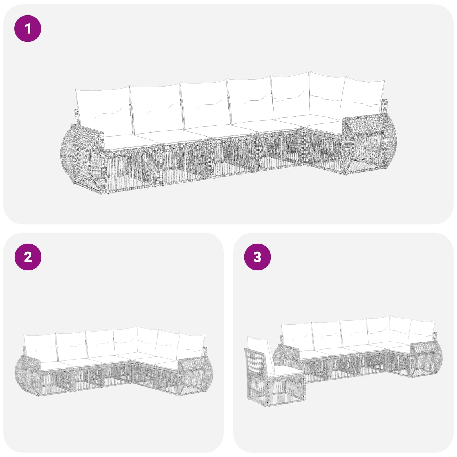 Gartensofa-set 6 pcs Grau und Dunkelgrau Poly-Rattan