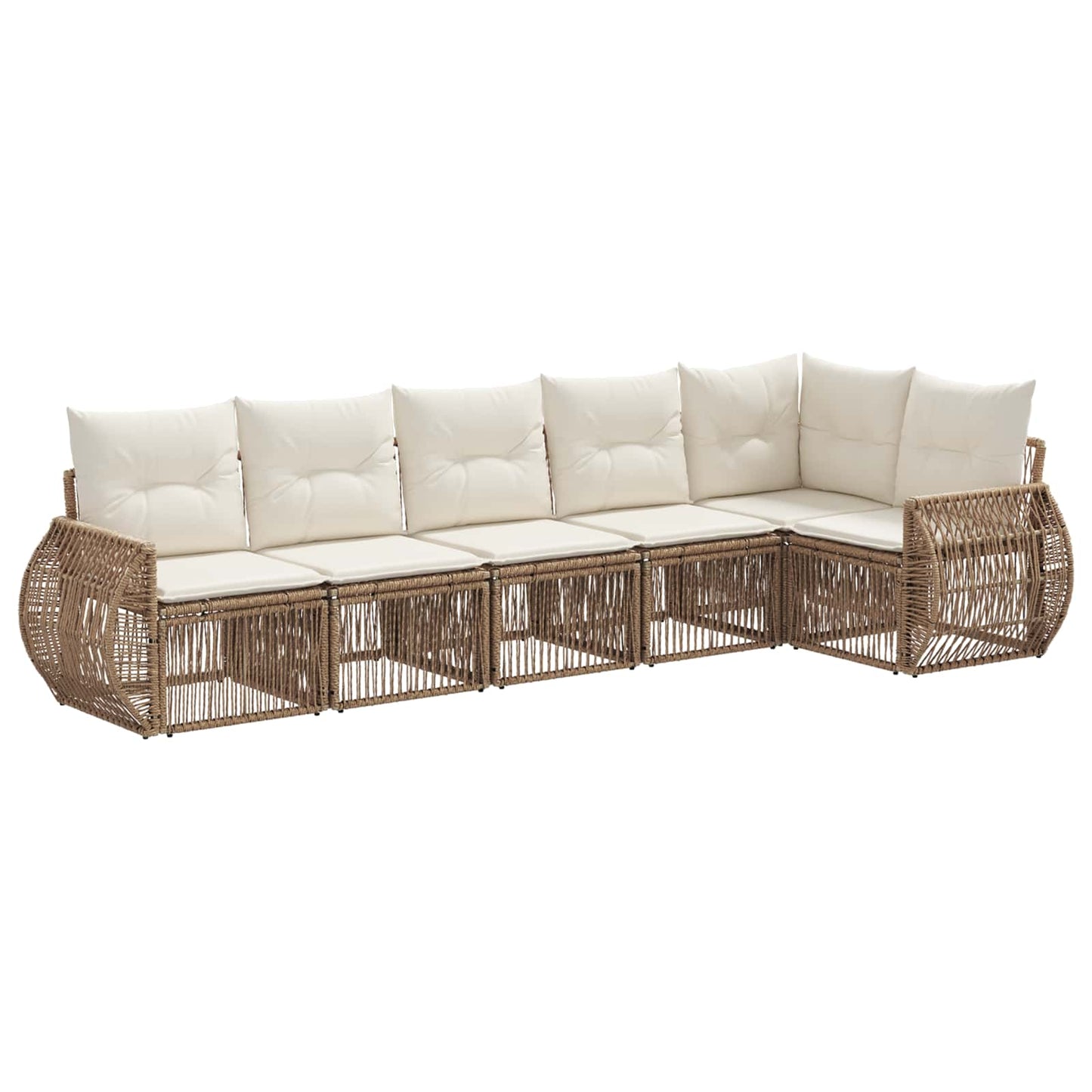 Gartensofa-set 6 pcs Beige und Cremeweiß Poly-Rattan