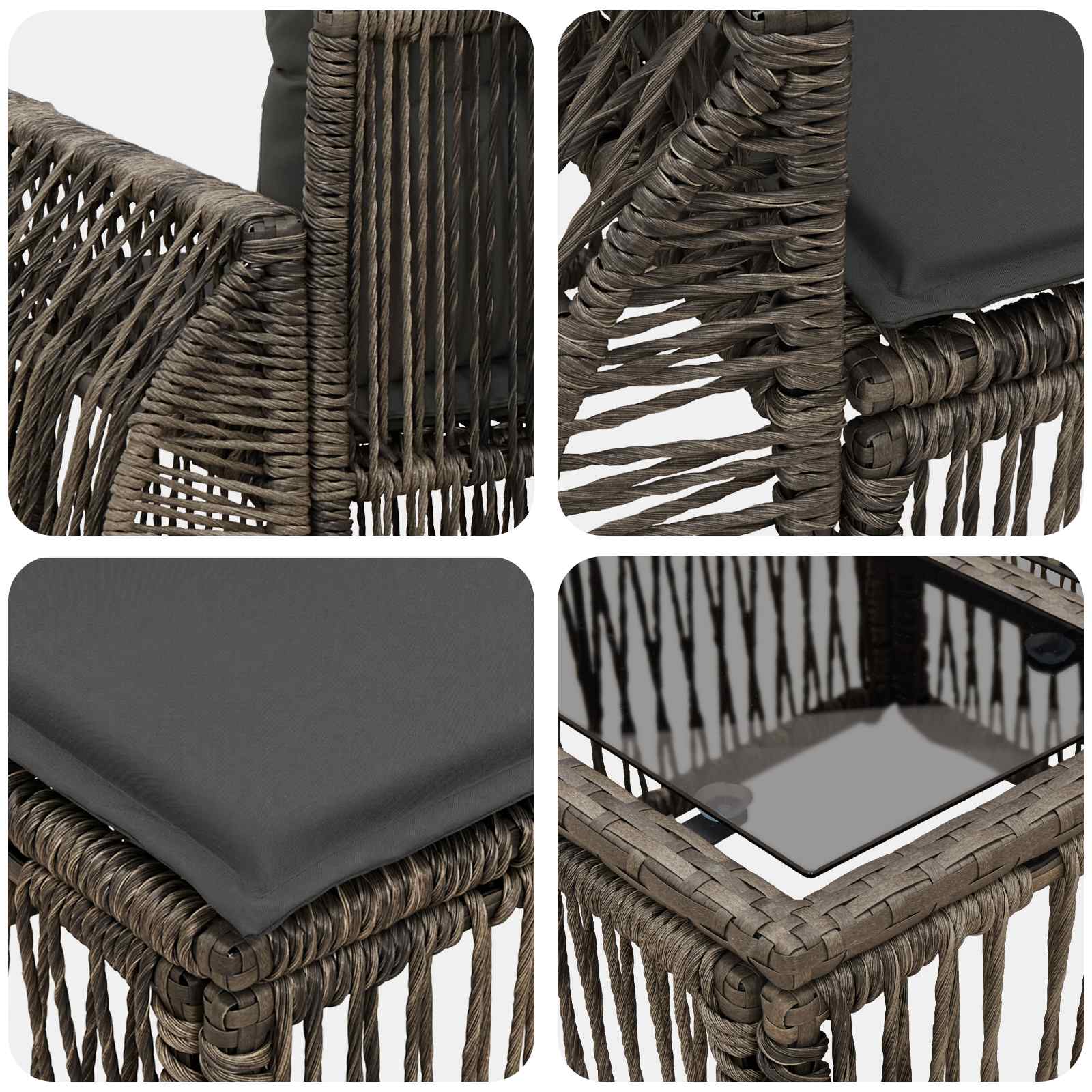 Gartensofa-set 7 stk. Grau und Dunkelgrau Poly-Rattan