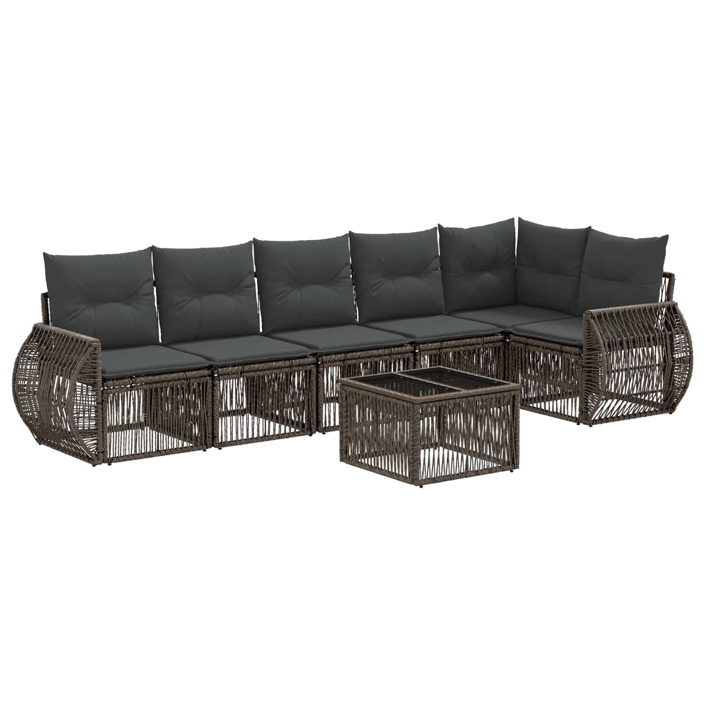 Gartensofa-set 7 stk. Grau und Dunkelgrau Poly-Rattan
