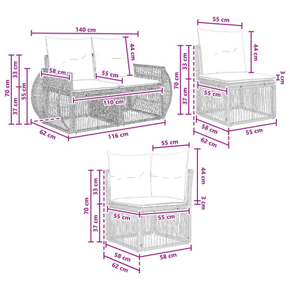 Gartensofa-set 7 stk. Schwarz und Cremeweiß Poly-Rattan