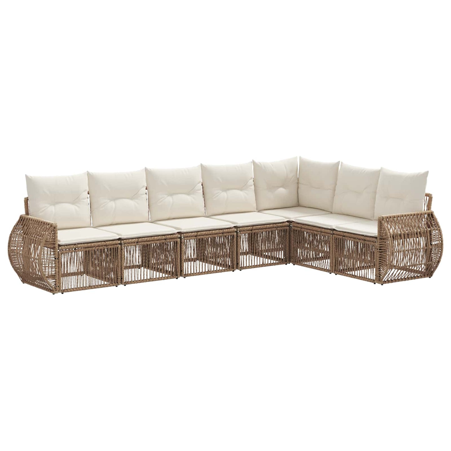 Gartensofa-set 7 pcs Beige und Cremeweiß Poly-Rattan