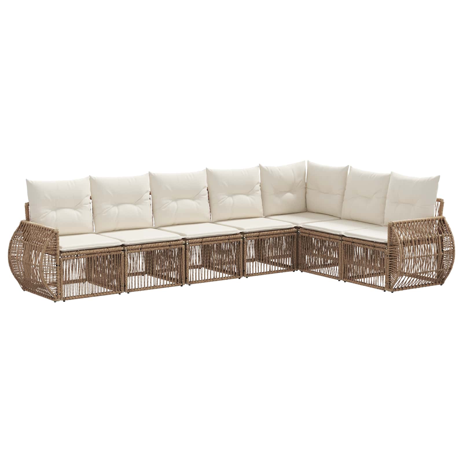 Gartensofa-set 7 pcs Beige und Cremeweiß Poly-Rattan