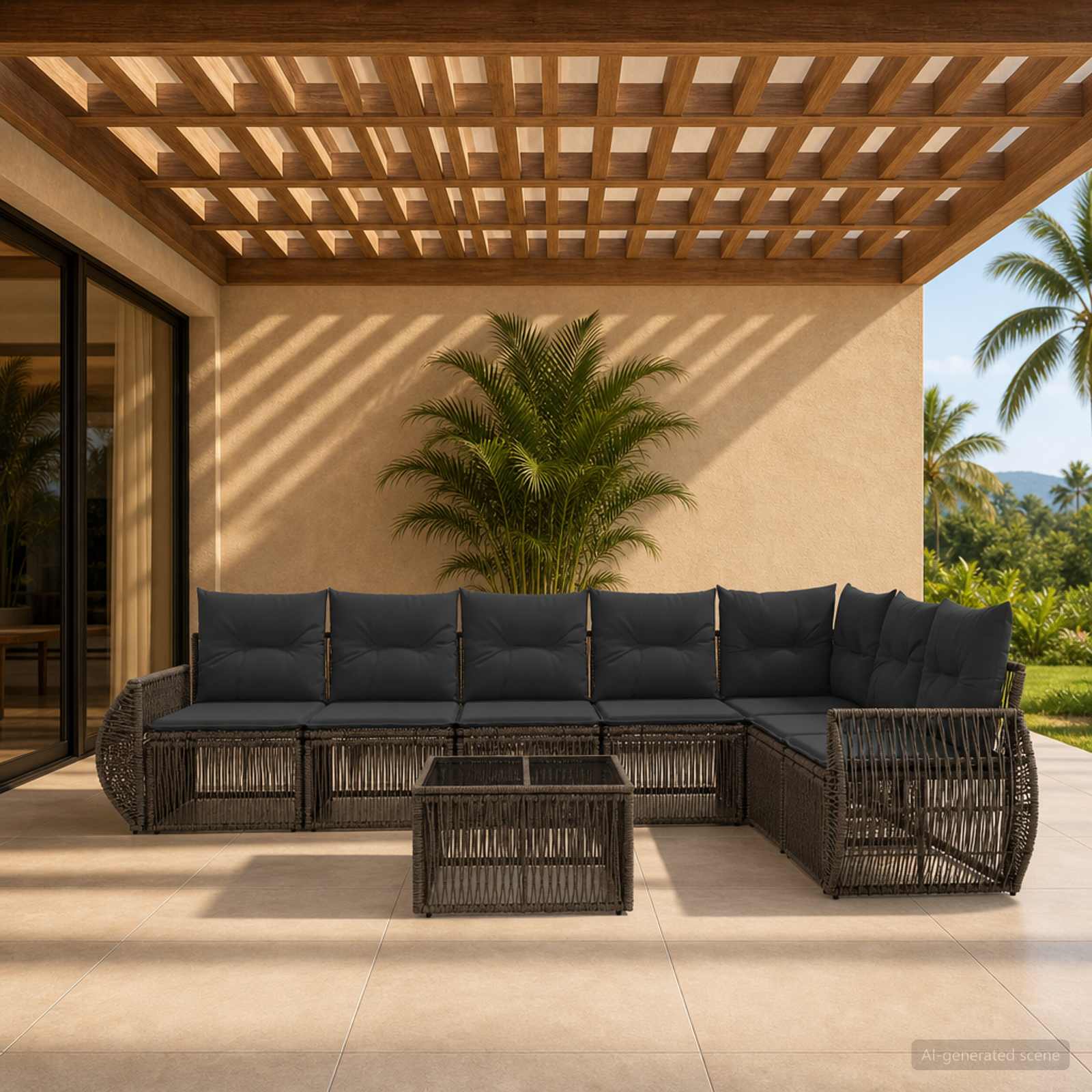 Gartensofa-set 8 stk. Grau und Dunkelgrau Poly-Rattan