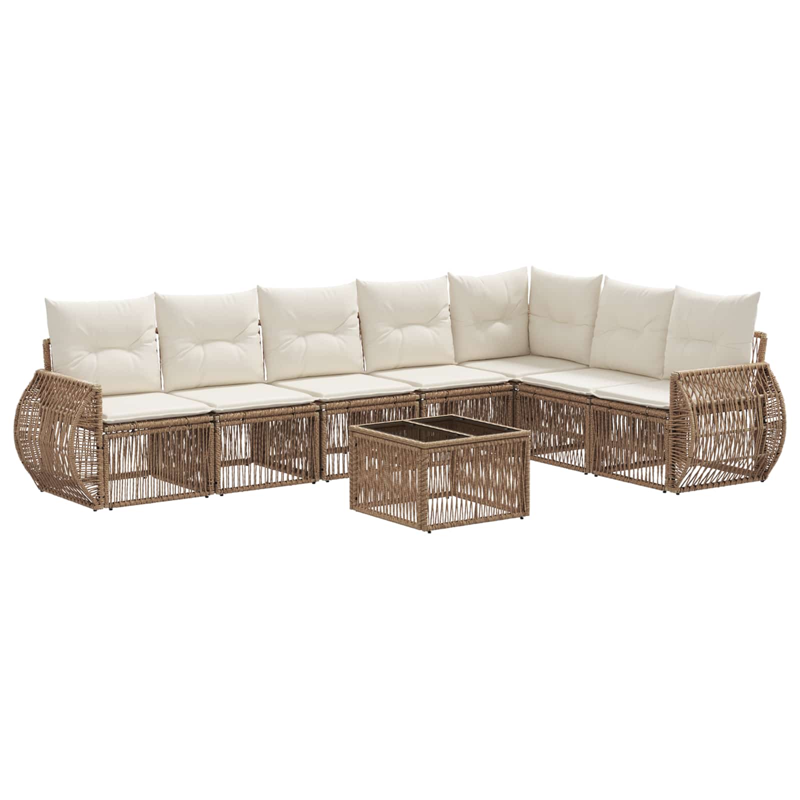 Gartensofa-set 8 pcs Beige und Cremeweiß Poly-Rattan