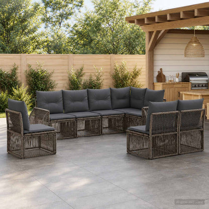 Gartensofa-set 8 stk. Grau und Dunkelgrau Poly-Rattan