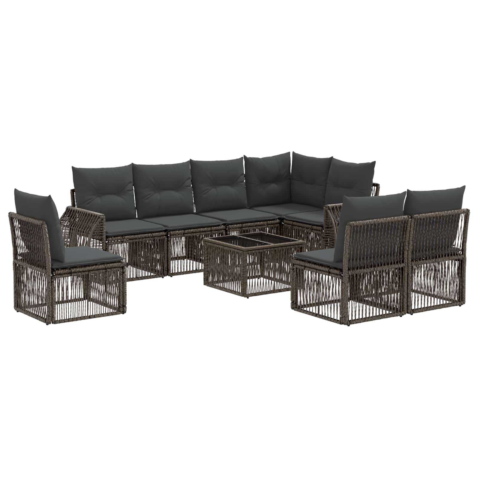 Gartensofa-set 9 stk. Grau und Dunkelgrau Poly-Rattan