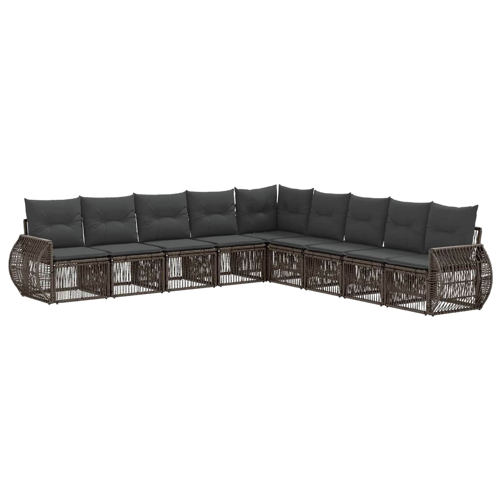 Gartensofa-set 9 pcs Grau und Dunkelgrau Poly-Rattan