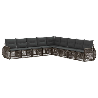 Gartensofa-set 9 stk. Grau und Dunkelgrau Poly-Rattan