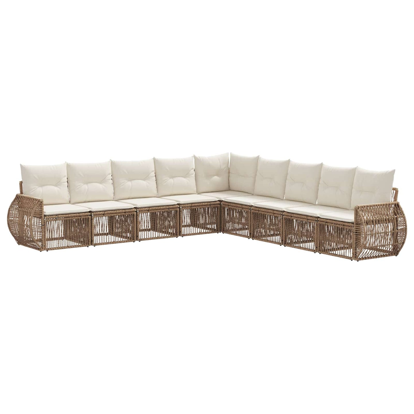Gartensofa-set 9 pcs Beige und Cremeweiß Poly-Rattan