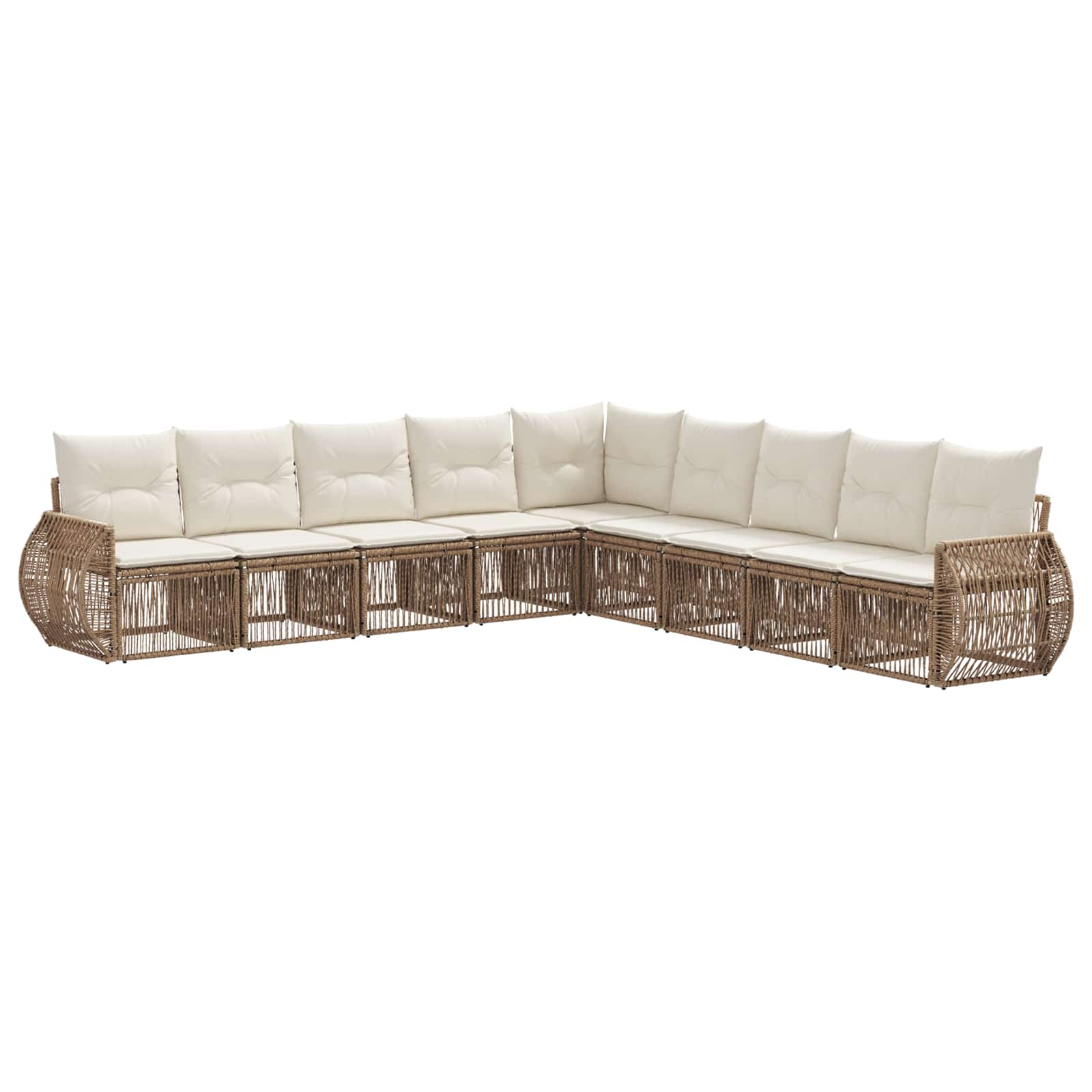 Gartensofa-set 9 pcs Beige und Cremeweiß Poly-Rattan