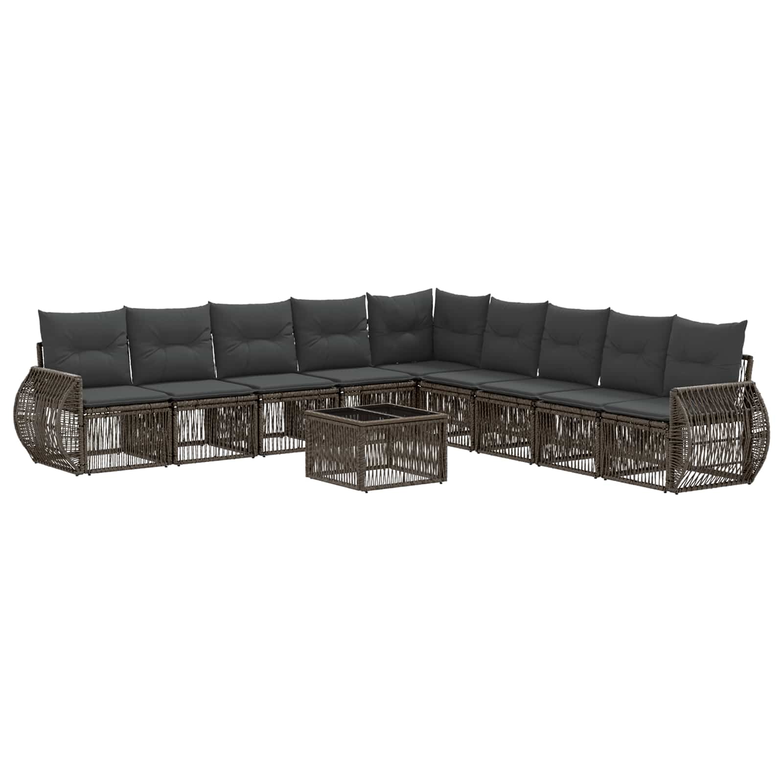 Gartensofa-set 10 stk. Grau und Dunkelgrau Poly-Rattan