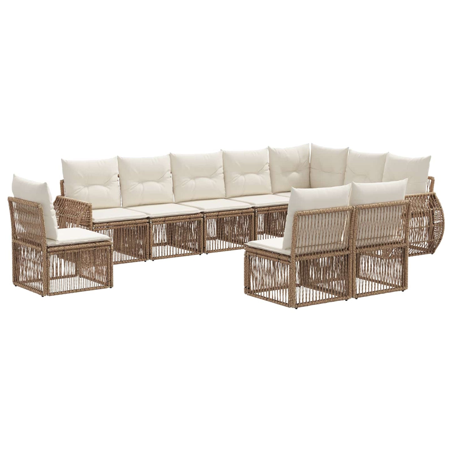 Gartensofa-set 10 pcs Beige und Cremeweiß Poly-Rattan