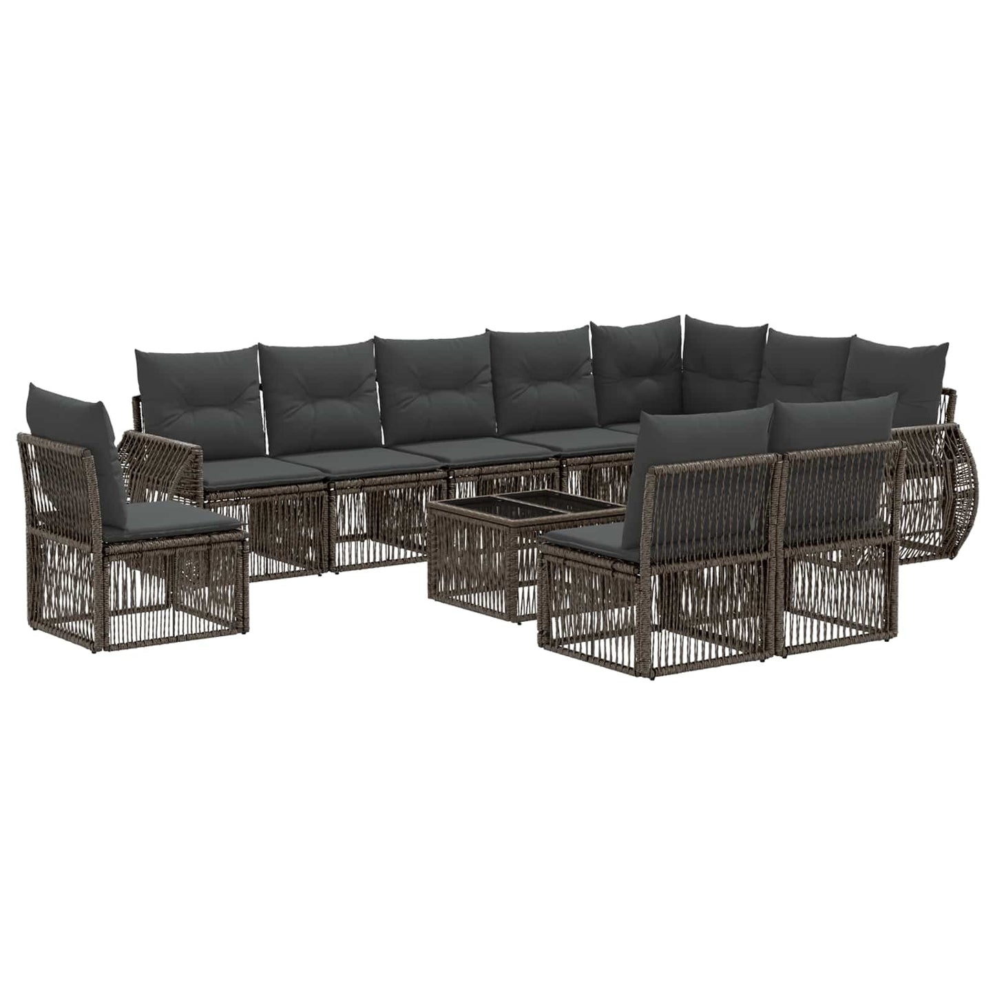 Gartensofa-set 11 stk. Grau und Dunkelgrau Poly-Rattan