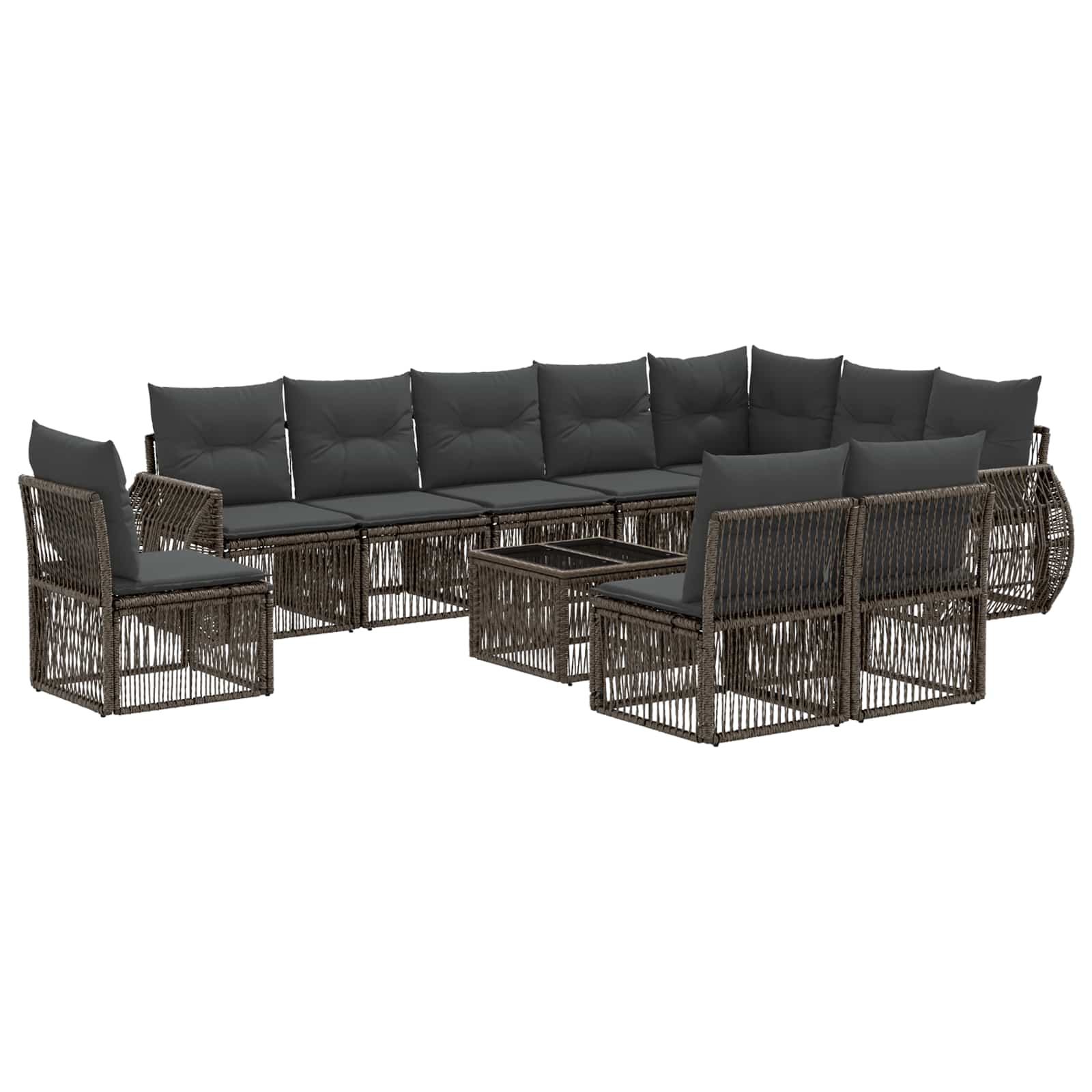 Gartensofa-set 11 stk. Grau und Dunkelgrau Poly-Rattan