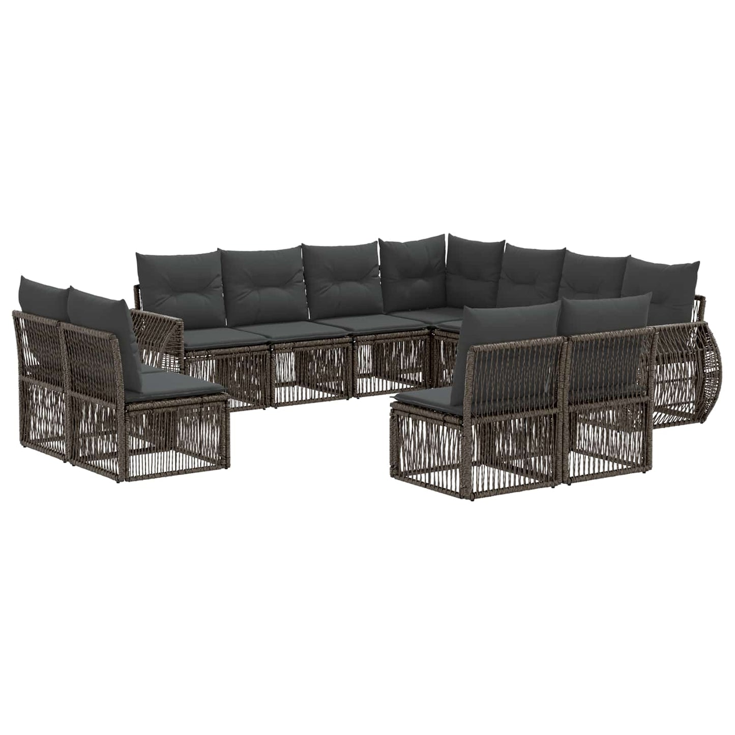 Gartensofa-set 11 stk. Grau und Dunkelgrau Poly-Rattan