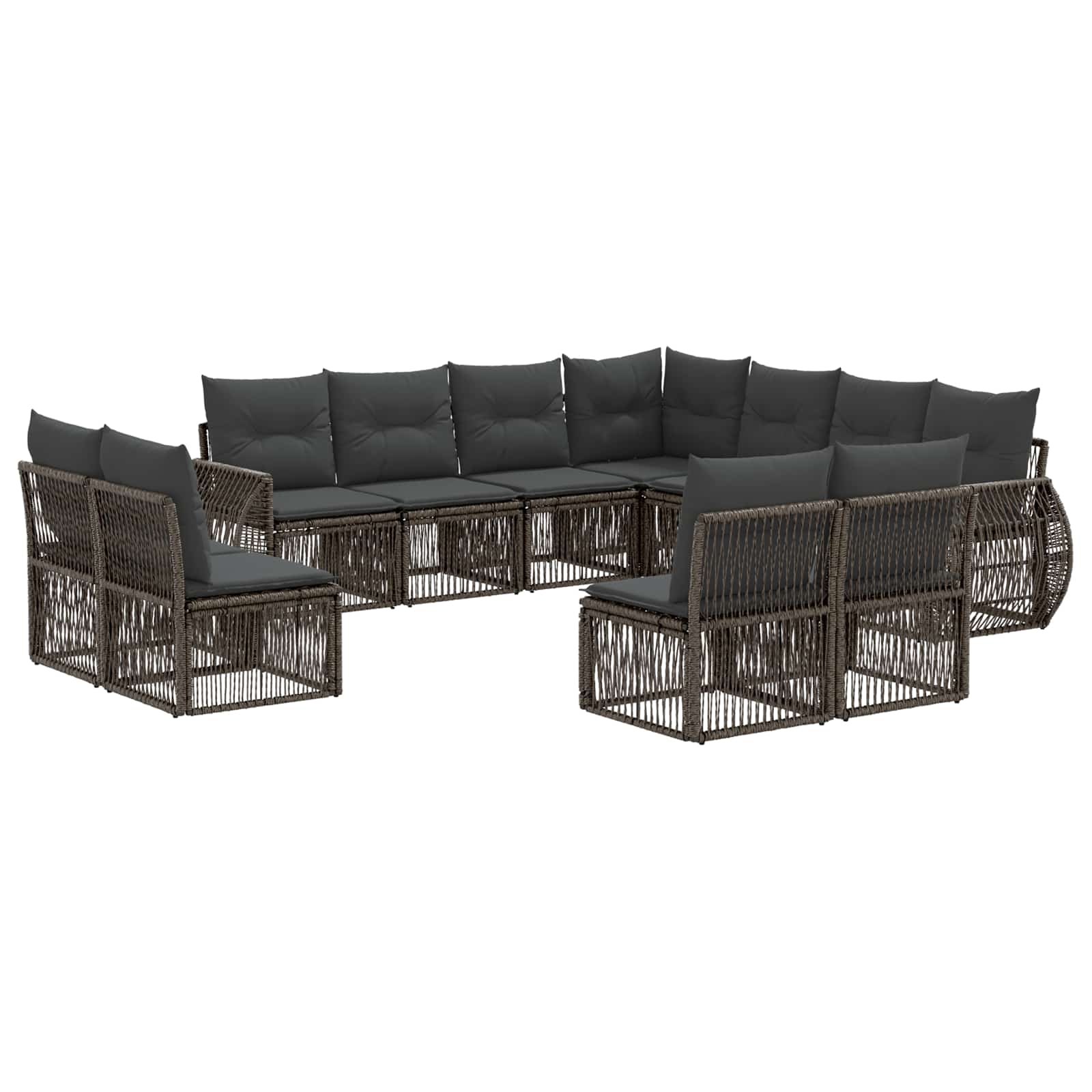 Gartensofa-set 11 stk. Grau und Dunkelgrau Poly-Rattan