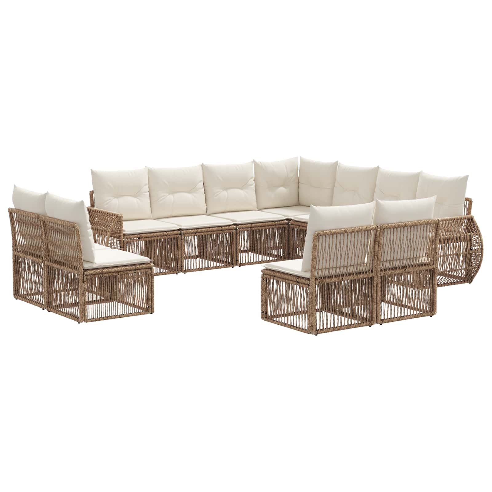 Gartensofa-set 11 pcs Beige und Cremeweiß Poly-Rattan