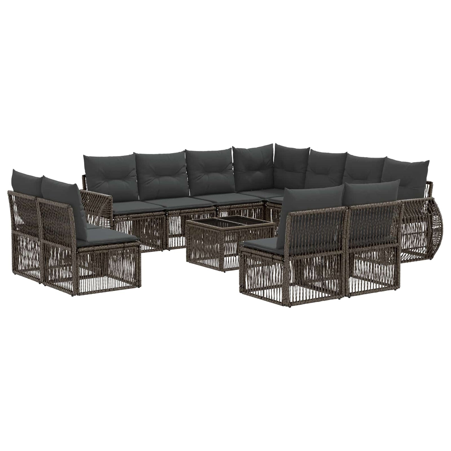 Gartensofa-set 12 stk. Grau und Dunkelgrau Poly-Rattan