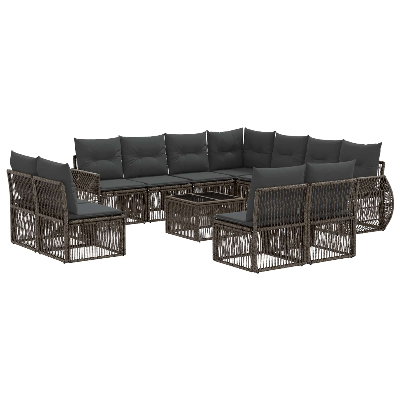 Gartensofa-set 12 stk. Grau und Dunkelgrau Poly-Rattan