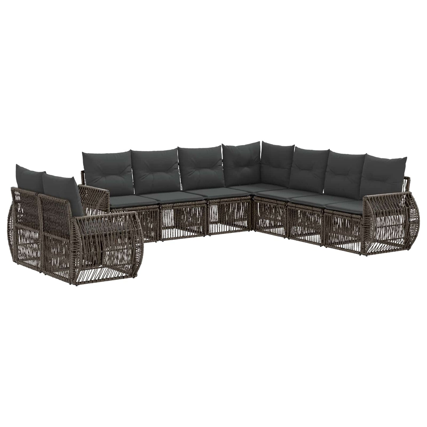 Gartensofa-set 9 pcs Grau und Dunkelgrau Poly-Rattan