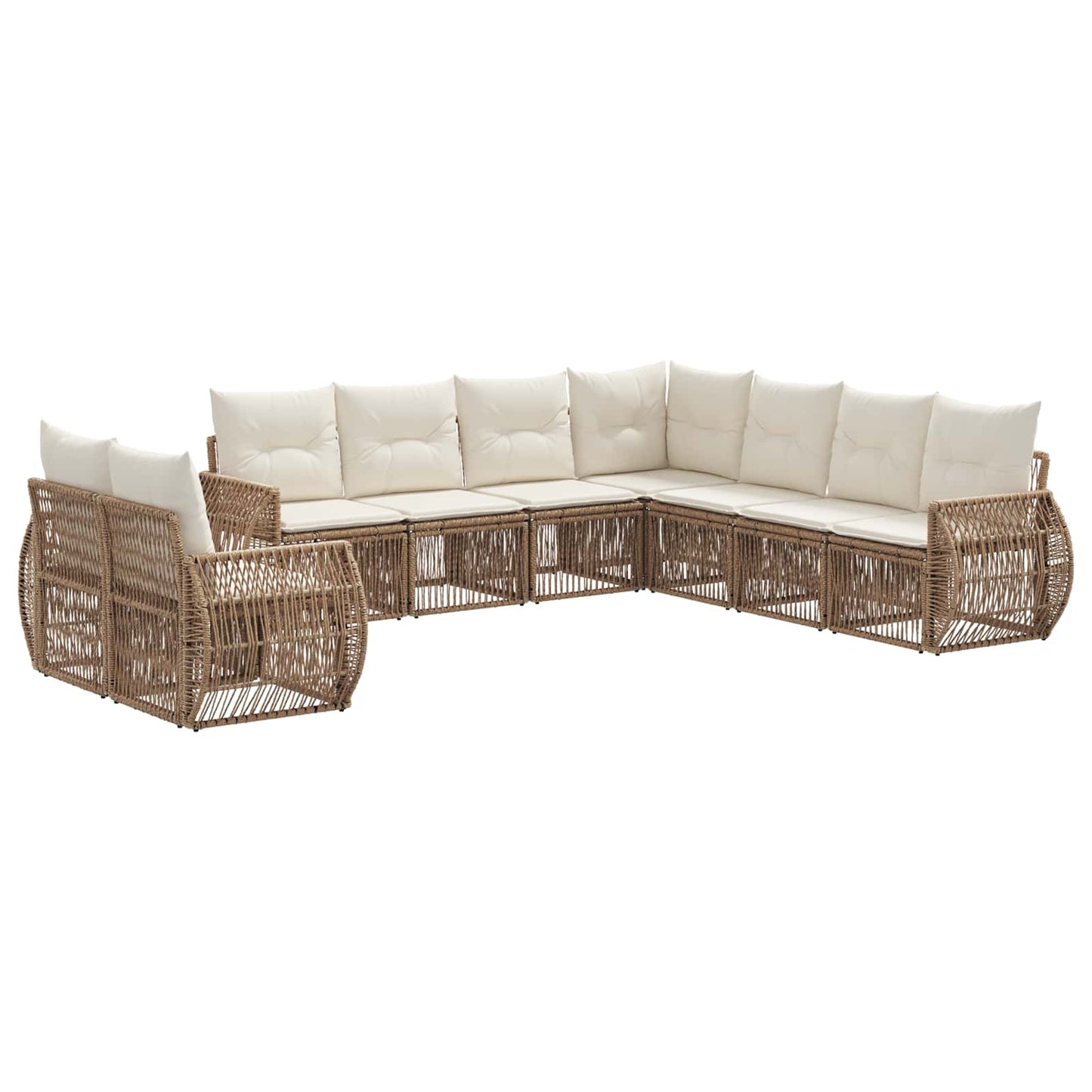 Gartensofa-set 9 pcs Beige und Cremeweiß Poly-Rattan