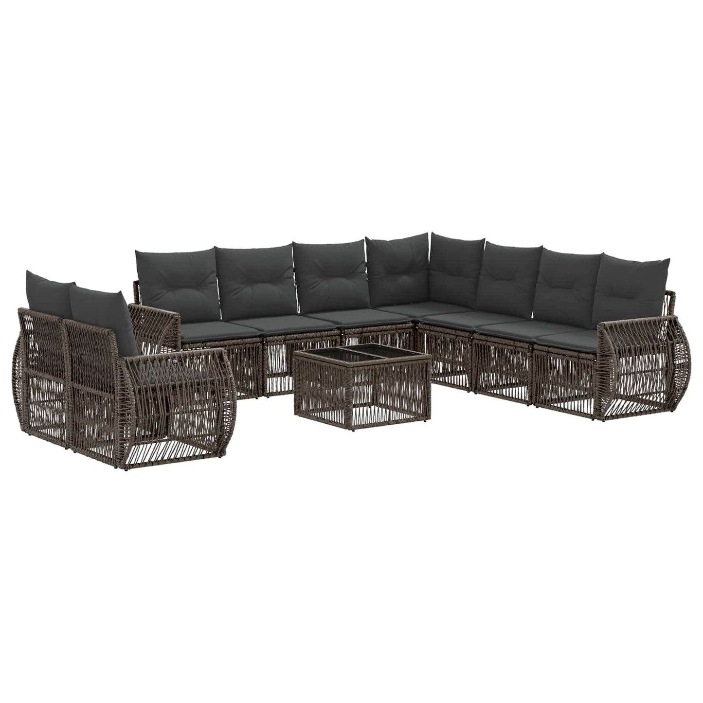 Gartensofa-set 10 pcs Grau und Dunkelgrau Poly-Rattan