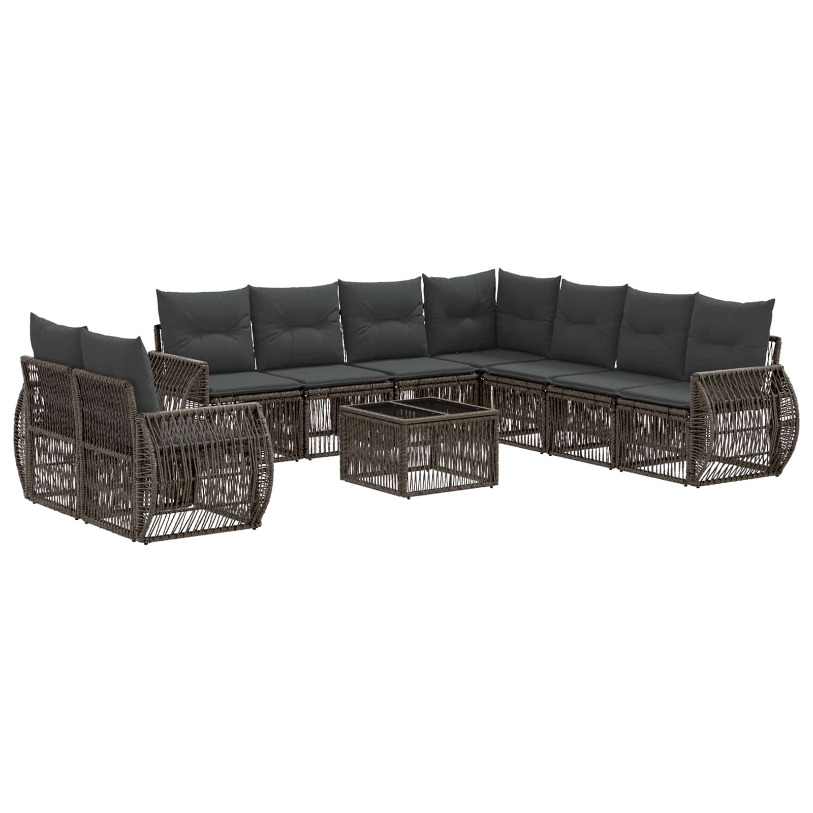 Gartensofa-set 10 pcs Grau und Dunkelgrau Poly-Rattan