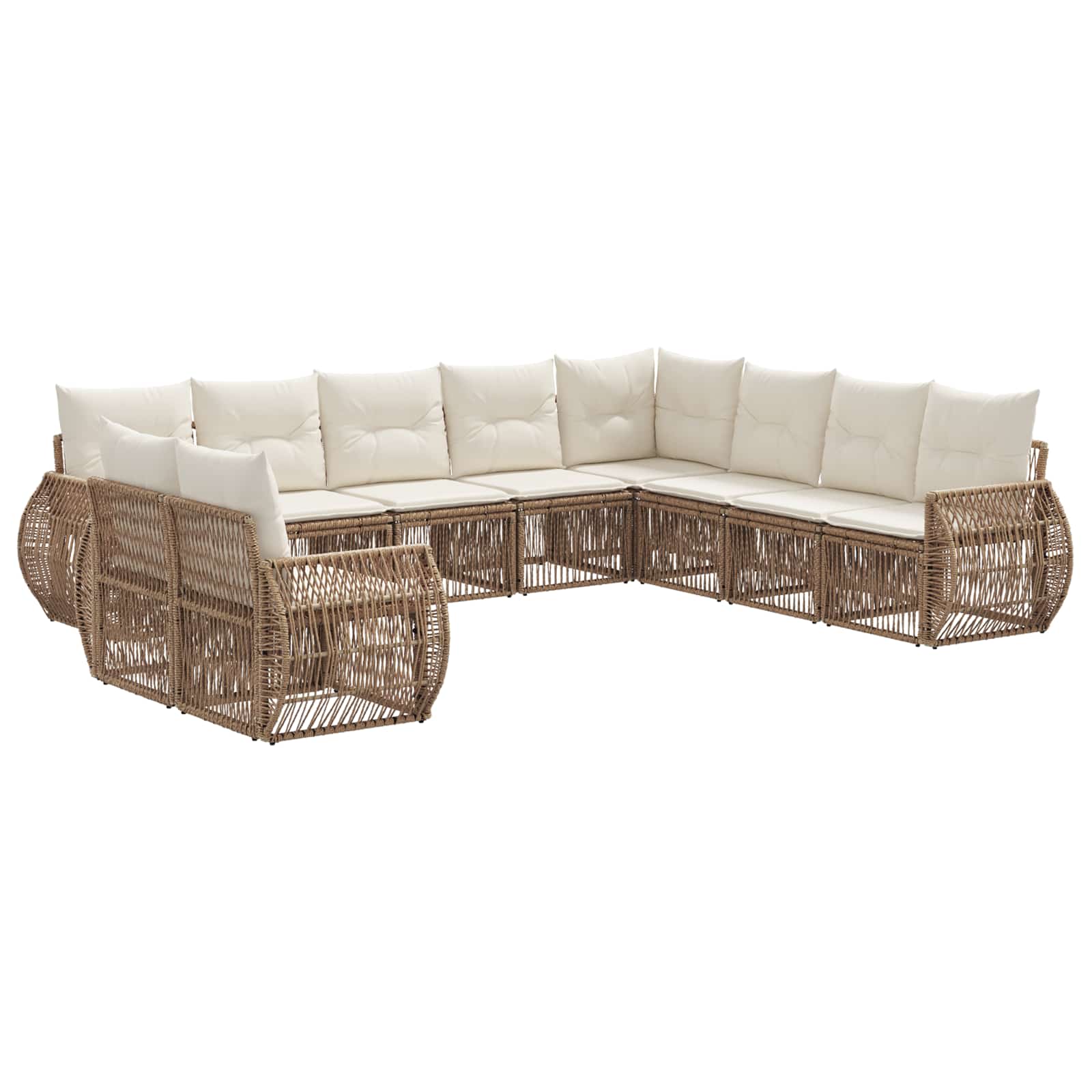 Gartensofa-set 10 pcs Beige und Cremeweiß Poly-Rattan