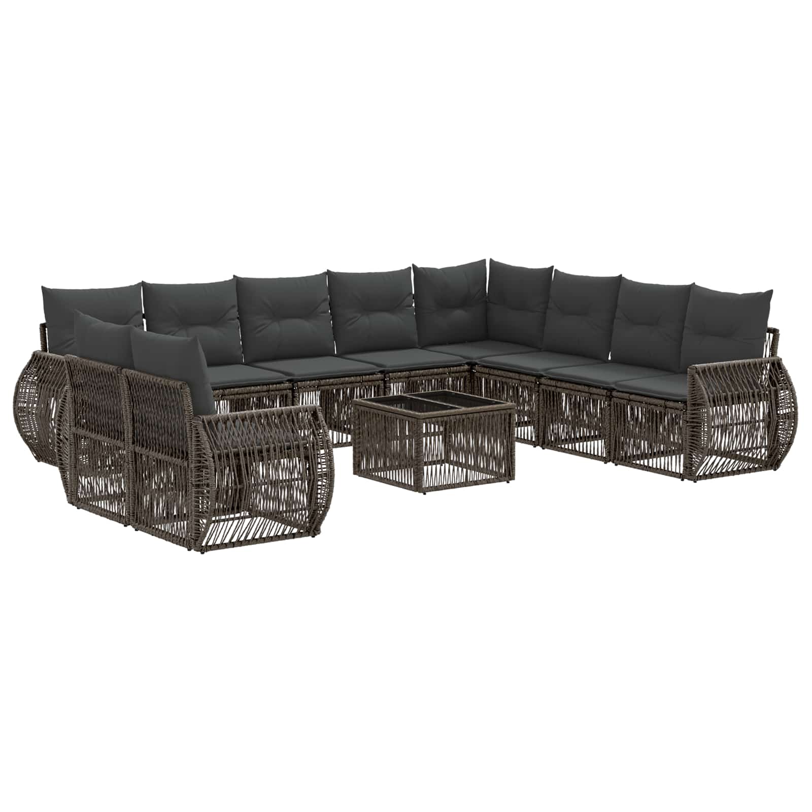 Gartensofa-set 11 stk. Grau und Dunkelgrau Poly-Rattan